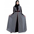 Double layered umbrella abaya-  Black-White Double layered umbrella abaya-  Black-White